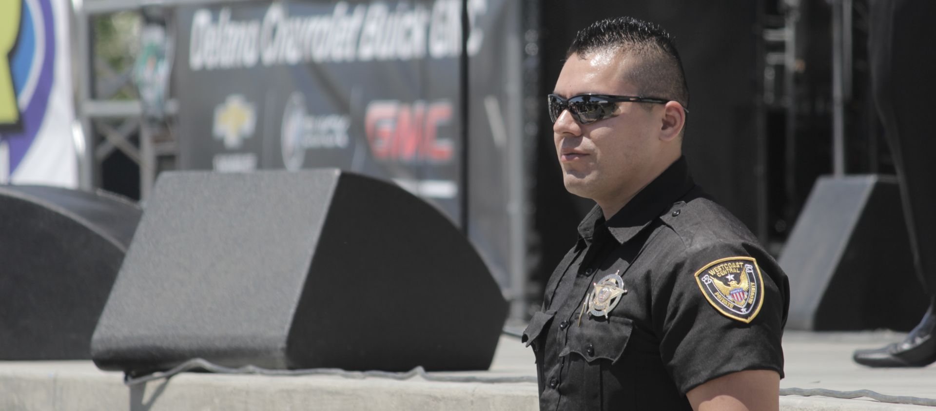 Uniformed Westcoast Central private security officer at a Bakersfield event